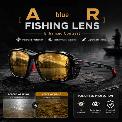 Óculos de Sol Polarizados p/ Pesca e Esportes ao Ar Livre (Masculinos e Femininos) // Proteção UV400 // Resistentes a Impacto // Com Espuma de Proteção e Alça de Segurança // Ideais para Esportes, Direção e Pesca