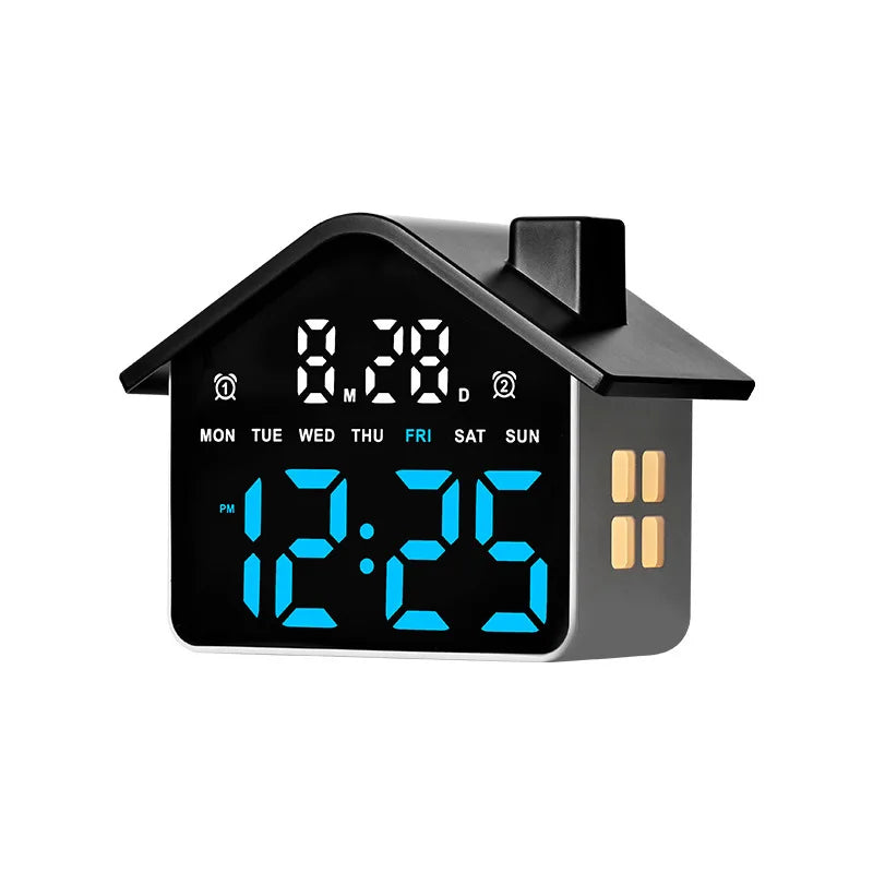 Relógio de Mesa Eletrônico c/ LED // Despertador Digital // Controle de Voz // Ajuste de Data e Dia da Semana // Ajuste de Brilho e Luz Noturna (Formato 12/24 Horas).