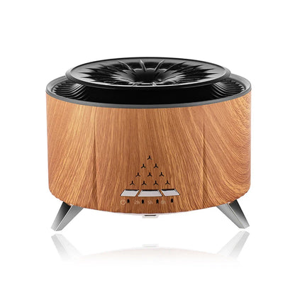 Umidificador de Mesa "Lava Vulcânica" com Efeito de Chama e Aromaterapia // Simulação de Anéis de Fumaça (Estilo Água-viva) para Relaxamento