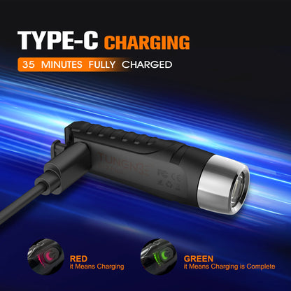 Lanterna Portátil TUNNAGE S12 PLUS Super Brilhante // 600 Lúmens // À Prova d'água // Com LED // Tipo Chaveiro // Bateria Integrada e Fecho Magnético.