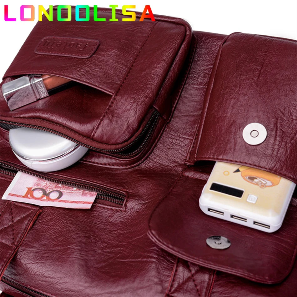 Bolsa de Ombro LONOOLISA de Couro do Plutônio // Estilo Vintage Luxo // Grande // Bolsa Feminina da Moda Casual // Simples Mensageiro Crossbody