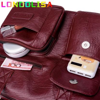 Bolsa de Ombro LONOOLISA de Couro do Plutônio // Estilo Vintage Luxo // Grande // Bolsa Feminina da Moda Casual // Simples Mensageiro Crossbody