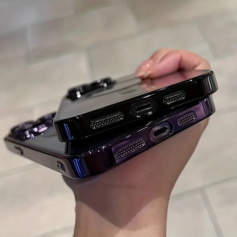 Capa Transparente de Luxo c/ Revestimento Magnético p Carregamento s/ Fio MagSafe para iPhone 16, Plus.