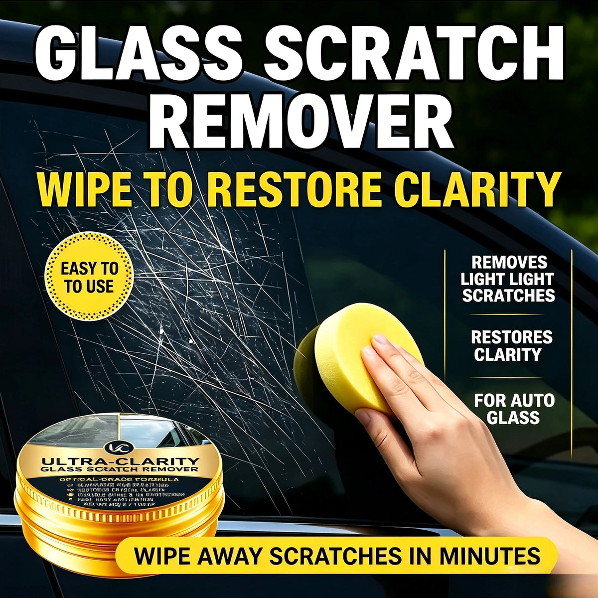 Pasta para Reparo de Riscos em Vidro // Pasta p/ Polimento de Para-Brisas Automotivos // Remove Riscos Superficiais e Manchas de Agua em Vidros de Automóveis, Janelas, Portas e Espelhos.