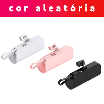 Power Bank 10000mAh Leve Com Cabo Embutido Carregador Portátil Para Celular Emergência Diário