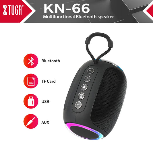 Caixa de Som Bluetooth Portátil Sem Fio p/ Esportes ao Ar Livre // XTUGA RGB Reprodutor de Áudio Portátil para Música // USB, Bluetooth, p/ Festas e Rádio
