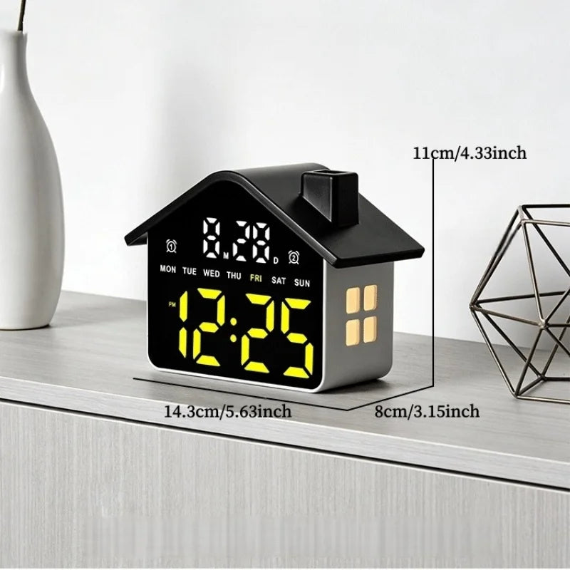 Relógio de Mesa Eletrônico c/ LED // Despertador Digital // Controle de Voz // Ajuste de Data e Dia da Semana // Ajuste de Brilho e Luz Noturna (Formato 12/24 Horas).
