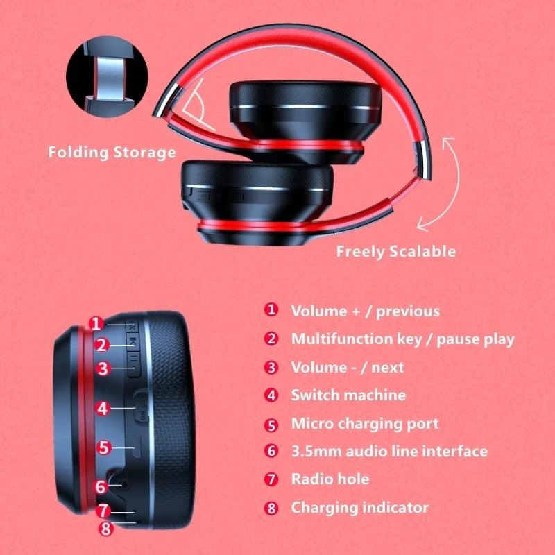 Fones de Ouvido Lenovo HD 200 Bluetooth Over-Ear dobrável // Computador Sem Fio // Fones c/ Cancelamento de Ruído // Alta Fidelidade // Estéreo / Gaming / Headset