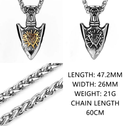 Colar Força e Poder de Odin Viking Rune c/ Pingente HNSP  // Em Aço Inoxidável 316L p/ Homens // Acessórios de Joias c/ Corrente.
