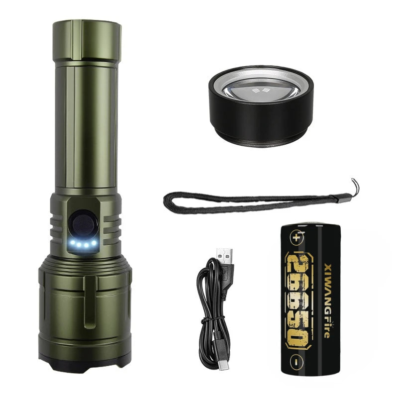 Lanterna Ultra Potente c/ Ignição Concentrada // À Prova d'Água // Para Uso Militar, Tático, em Camping e Aventuras ao Ar Livre.