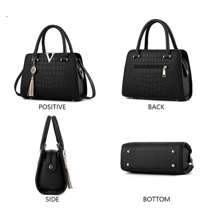 Bolsas Femininas Crocodilo de Alta Qualidade SAYINA // Bolsas Femininas com Alça Superior // Bolsa de Couro com Letras em V // Bolsa de Grife de Grande Capacidade 2023