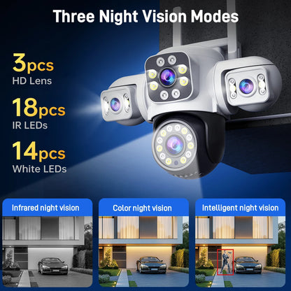 Câmera Externa ANSVICAM 6K 12MP WiFi // Tela Tripla // Lente Tripla PTZ 360° // Câmera p/ Segurança Completa // Vigilância CCTV IP66 Yoosee