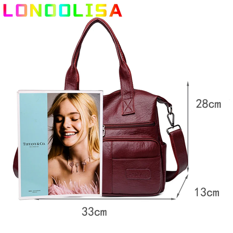 Bolsa de Ombro LONOOLISA de Couro do Plutônio // Estilo Vintage Luxo // Grande // Bolsa Feminina da Moda Casual // Simples Mensageiro Crossbody