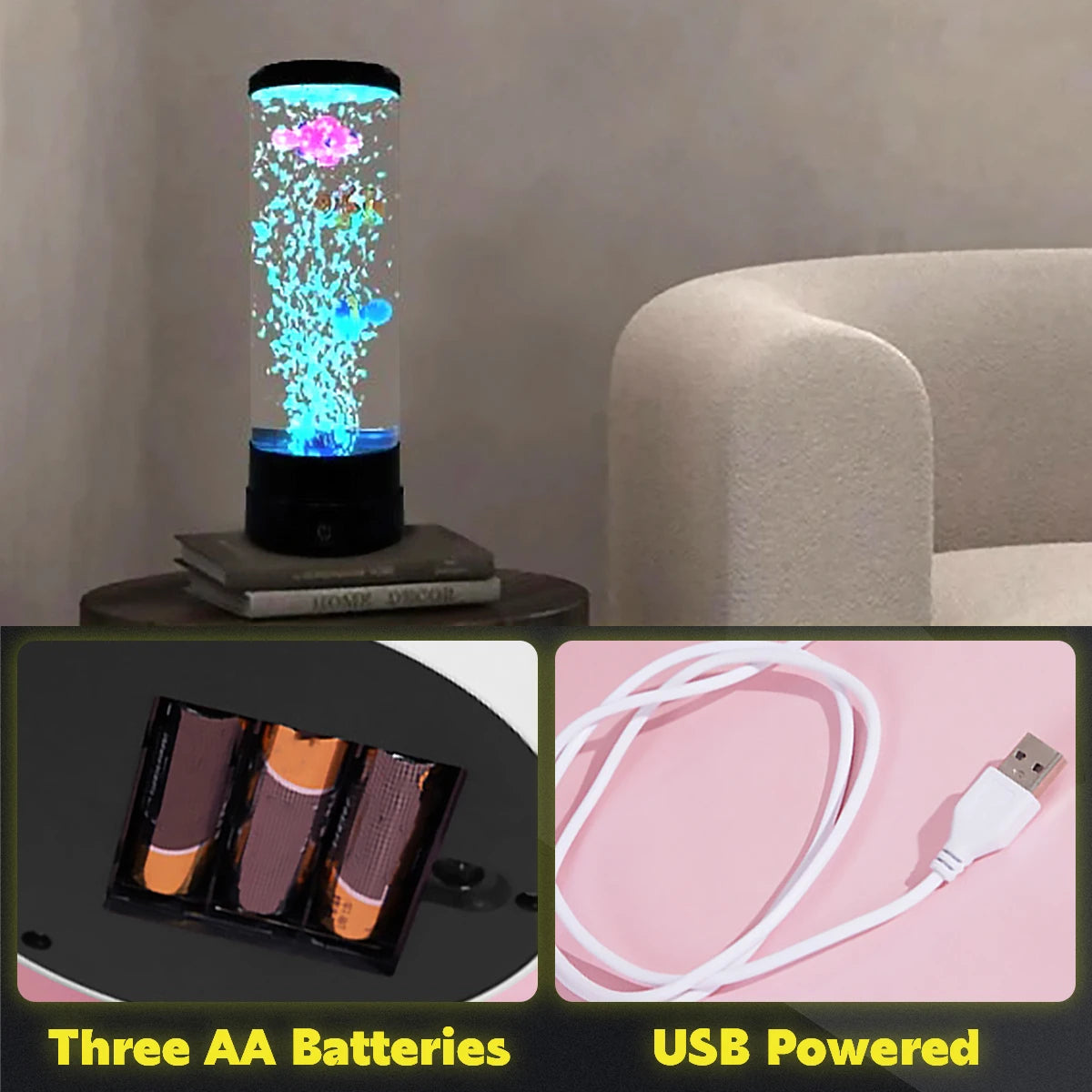 Kit de Lâmpada LED em Formato de Peixe para Aquário // Multicolorida, c/ Mudança de Cor // Luz Noturna Decorativa para Tanque de Aquário // Simulação de Peixes e Bolhas // Ideal para Casa, Escritório e Sala de Estar.