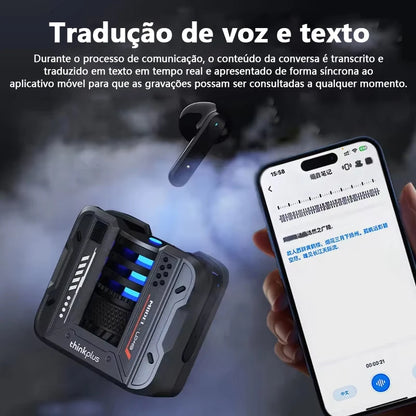 Fones de Ouvido p/Tradução 135 Idiomas em Tempo Real // Lenovo LP49 AI p/ Tradução s/ Fio Bluetooth 5.4 // Com Redução de Ruído HD p/ Chamadas // Escritório, Viagens //