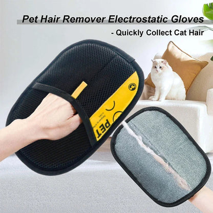 Luvas Eletrostáticas p Remoção de Pelos de Animais de Estimação // Para Cães e Gatos // Reutilizáveis e Laváveis // Com Escova Removedora de pelos 2 em 1 // Seguras e Não Tóxicas
