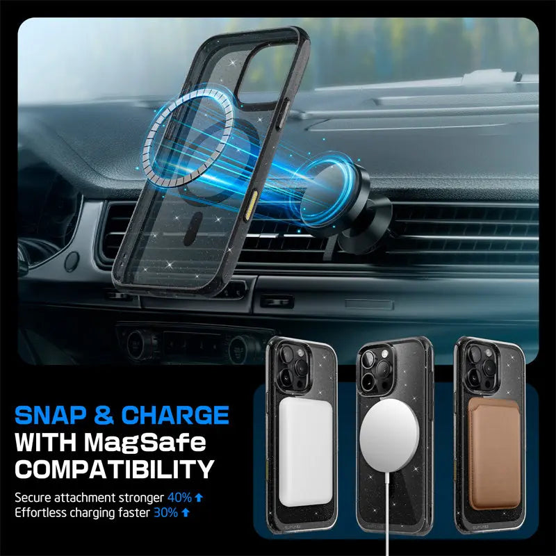 Capa SUPCASE para iPhone 16 Pro Max com botão de controle da câmera, design fino e resistente a impactos, com ímãs.