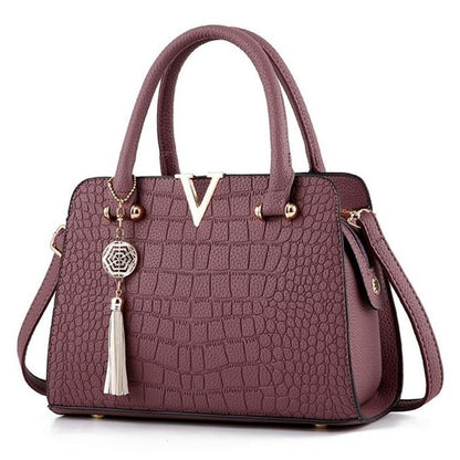 Bolsas Femininas Crocodilo de Alta Qualidade SAYINA // Bolsas Femininas com Alça Superior // Bolsa de Couro com Letras em V // Bolsa de Grife de Grande Capacidade 2023