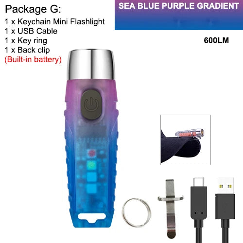 Lanterna Portátil TUNNAGE S12 PLUS Super Brilhante // 600 Lúmens // À Prova d'água // Com LED // Tipo Chaveiro // Bateria Integrada e Fecho Magnético.