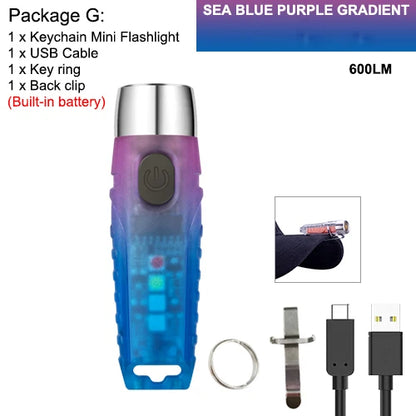 Lanterna Portátil TUNNAGE S12 PLUS Super Brilhante // 600 Lúmens // À Prova d'água // Com LED // Tipo Chaveiro // Bateria Integrada e Fecho Magnético.