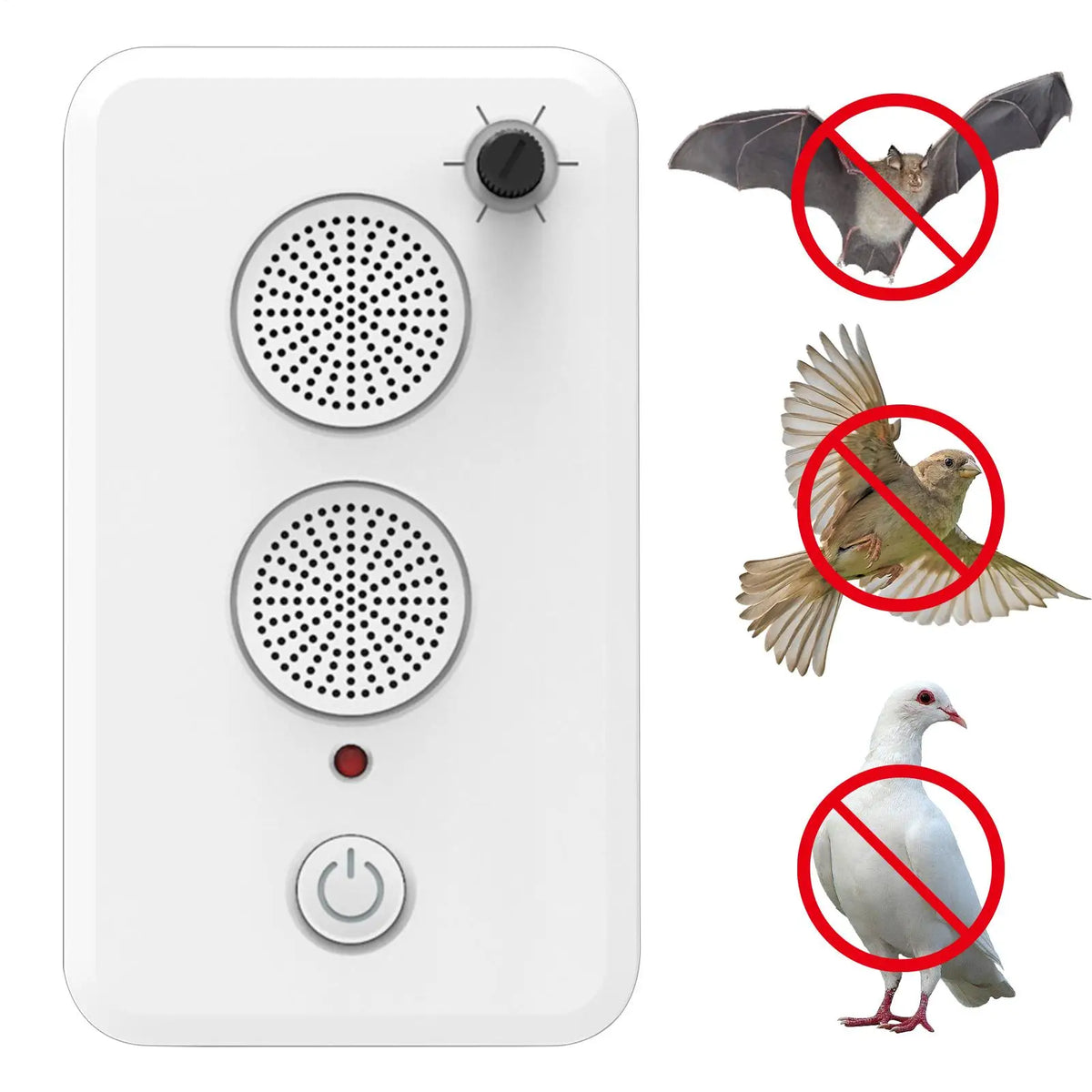 Dispositivo Ultrassônico Repelente de Animais // Repelente de Pássaros Ajustável p/ Areas Externas (a pilha)// Dispositivo Eletrônico Recarregável p/ Afastar Morcegos