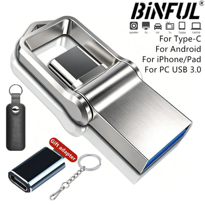 Mini Pendrive OTG USB 3.0 Tipo C de 512 GB p/ iPhone, iPad e Android (Samsung/Laptop) // Capacidades de 32 GB, 256 GB e 512 GB