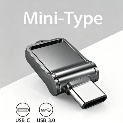 Mini Pendrive OTG USB 3.0 Tipo C de 512 GB p/ iPhone, iPad e Android (Samsung/Laptop) // Capacidades de 32 GB, 256 GB e 512 GB
