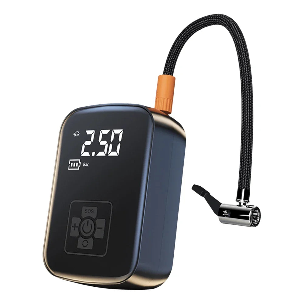 Compressor de Ar Elétrico // Calibrador de Pneus de Carro // Bomba de Ar Portátil Recarregável p/ Carro, Motocicleta, Bicicleta, Bola