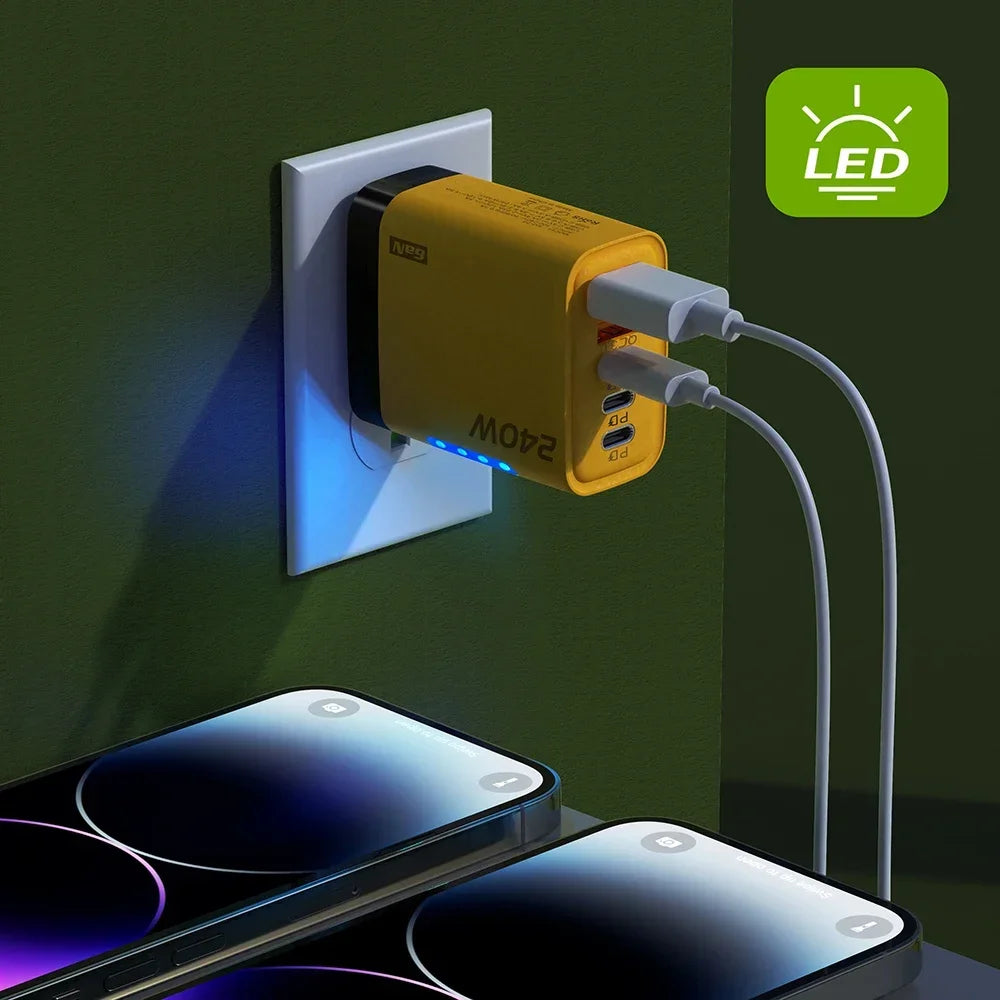 Carregador USB-C PD c/ 5 Portas // Carregamento Rápido 3.0 // Compatível c/ IPhone 16, 15, Samsung, Xiaomi e Huawei.