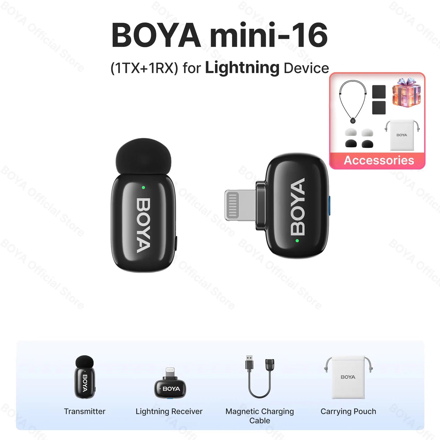 Microfone de Lapela s/ Fio BOYA Mini // Para iPhone 15/16 Android // Dispositivos USB-C p/ Transmissão ao Vivo // Gravação de Vídeo e Vlog