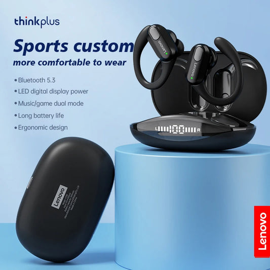 Fones de Ouvido Esportivos s/ Fio Lenovo XT80 Originais // Com Microfone // Display LED de Energia // Som Estéreo de Alta Fidelidade // Bluetooth 5.3 TWS