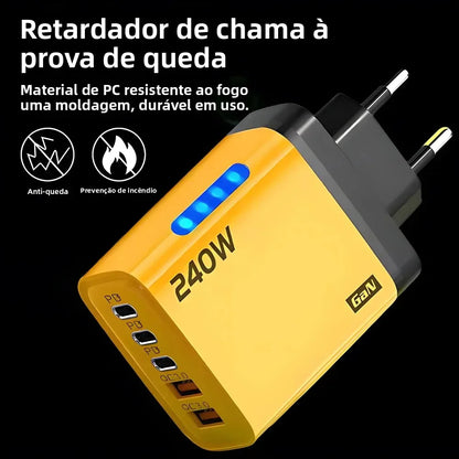 Carregador USB-C PD c/ 5 Portas // Carregamento Rápido 3.0 // Compatível c/ IPhone 16, 15, Samsung, Xiaomi e Huawei.