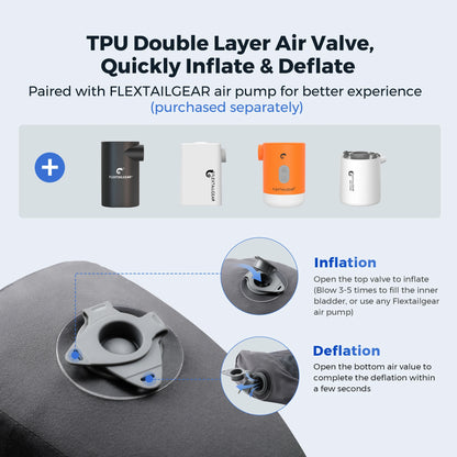 Travesseiro Inflável Ergonômico FLEXTAIL ZERO // Com Suporte Duplo p/ Viagem e Casa / Leve, Lavável e Ultrassilencioso