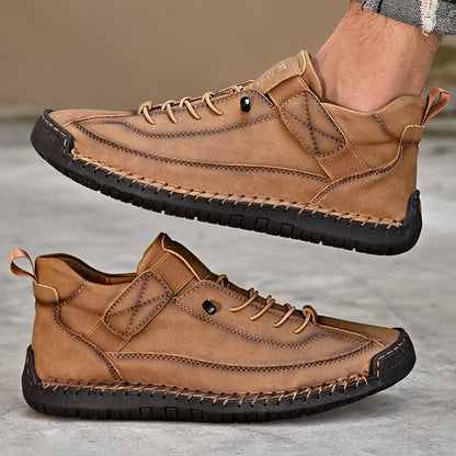 Sapato Masculino Casual de Couro Feito à Mão // Estilo Slip-On/Mocassim // Respirável, Confortável e Estiloso // Tamanhos Grandes