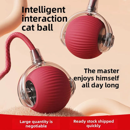 C015 Bola de Brinquedo p/ Gatos // Bola Rolante Inteligente p/ Animais de Estimação // Bola Interativa Automática c/ Cauda