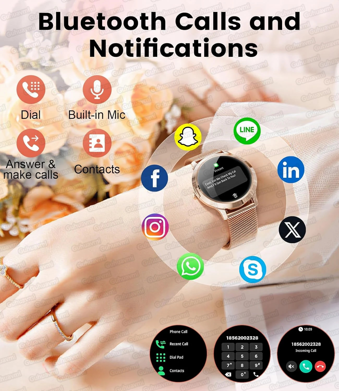 Novo Smartwatch Feminino 2026 // Presente com Tela Touch Completa de 1,32 Polegadas // Funções de Esporte e Fitness // Chamadas Bluetooth e Design Elegante