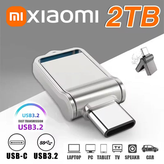 Pen Drives USB de Metal USB 3.2 de Alta Velocidade Xiaomi 2TB // Para Celular / Computador // Transmissão Mútua, Interface Tipo C // Portátil U-Disk