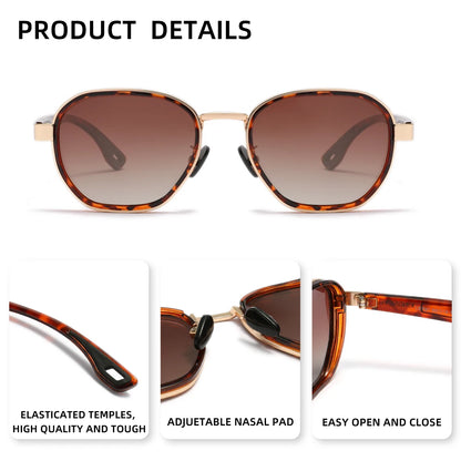 Óculos de Sol Originais da Marca KINGSEVEN // Polarizados, UV400, Luxo // Óculos Femininos // Armação Redonda // Estilo Casual e Moderno p/ Uso Externo.