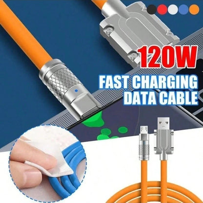 Cabo USB Tipo-C de Silicone Líquido p Carregamento Super Rápido (120W/6A) // Com Suporte a PD 60W