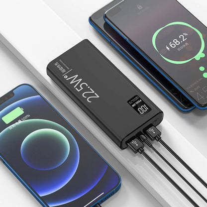 Power Bank 20000mAh Portátil com Tela LCD // Carregamento Rápido e 2 Saídas USB p/ Celular, Tablet e Viagem
