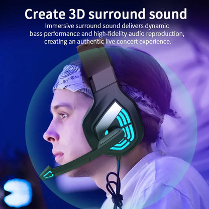 Fone de Ouvido para jogos G7 // Microfone c/ Cancelamento de Ruído // Som Surround, 3,5 mm // Luzes LED com Fio // Fone de ouvido para Jogos // PC e Laptop