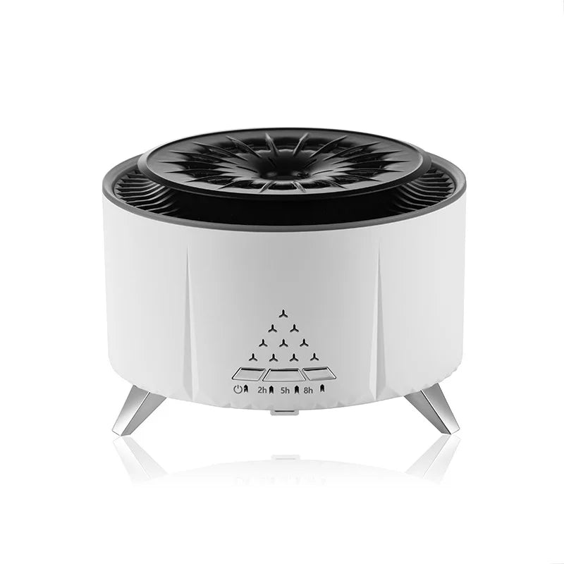 Umidificador de Mesa "Lava Vulcânica" com Efeito de Chama e Aromaterapia // Simulação de Anéis de Fumaça (Estilo Água-viva) para Relaxamento