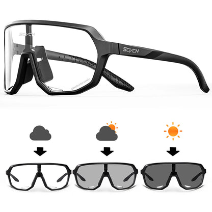 Óculos de Sol p/ Ciclismo Unissex p/ Caminhadas // Fotocromáticos SCVCN // Novos p/ Motociclismo, Bicicleta, Esportes ao Ar Livre // Proteção UV400
