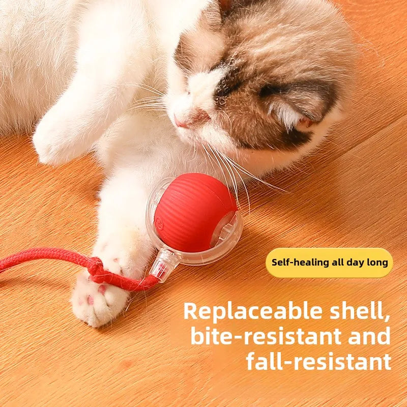 C015 Bola de Brinquedo p/ Gatos // Bola Rolante Inteligente p/ Animais de Estimação // Bola Interativa Automática c/ Cauda