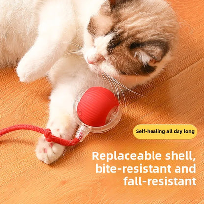 C015 Bola de Brinquedo p/ Gatos // Bola Rolante Inteligente p/ Animais de Estimação // Bola Interativa Automática c/ Cauda