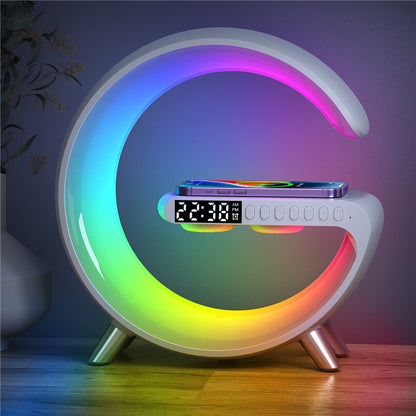 Suporte de Carregador Sem Fio de 15 W LED RGB // Luz de Mesa Alto-Falante // APP Controle para iPhone 14 13 12 11 X 8 // Estação de Carregamento Rápido Samsung