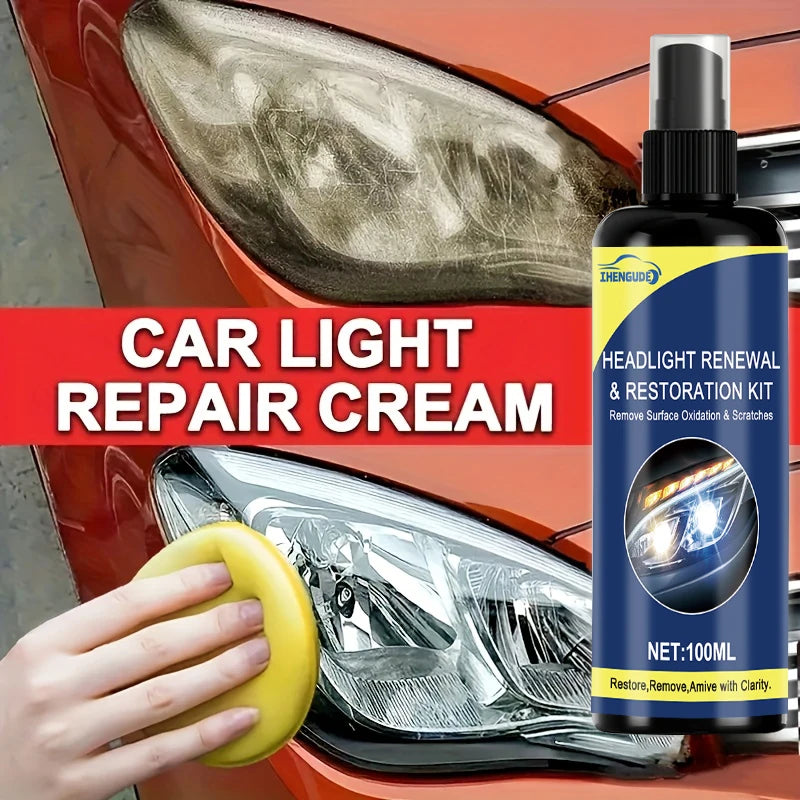 Spray Restaurador de Faróis de Cerâmica 100ml // Ferramenta Premium p/ Reparo de Faróis de Carros // Remove Amarelamento e Oxidação // Restaura a Transparência // Spray Protetor de Revestimento de Longa Duração.