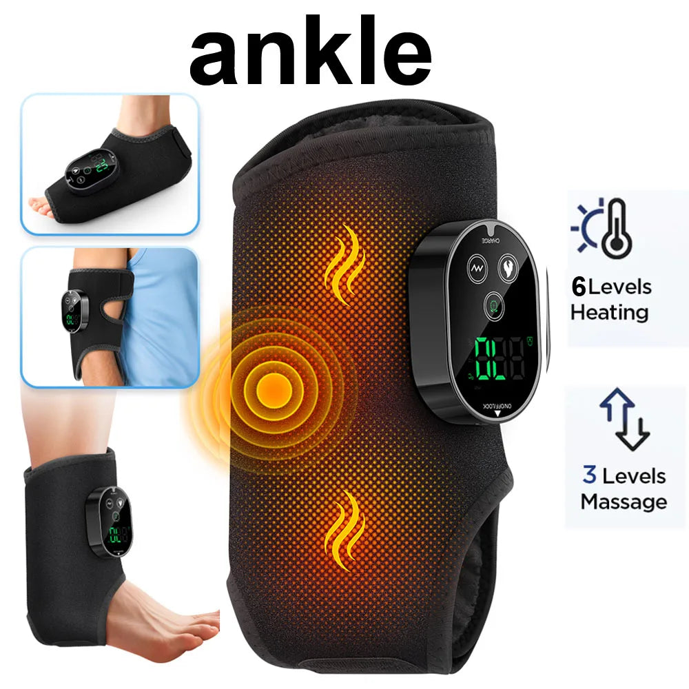 Faixa de Suporte e Proteção para Tornozelo com Aquecimento, Compressão Térmica e Massagem Vibratória