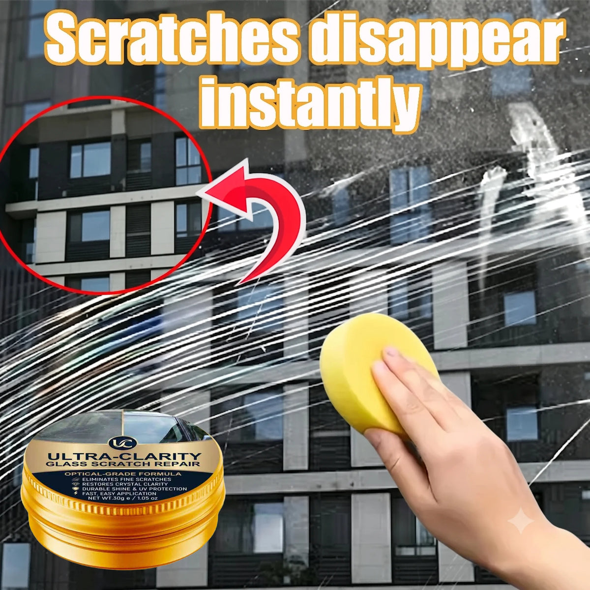 Pasta para Reparo de Riscos em Vidro // Pasta p/ Polimento de Para-Brisas Automotivos // Remove Riscos Superficiais e Manchas de Agua em Vidros de Automóveis, Janelas, Portas e Espelhos.