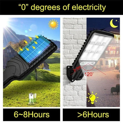 Luzes de Rua Solares ao Ar Livre 2500w // Lâmpada Solar com 3 modos de Luz // À Prova d' água / Sensor de Movimento // Lâmpada de Segurança para Jardim